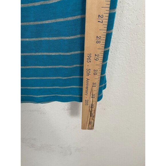 Vintage Deb Y2K Bodycon Dress Size Large Drop Waist Blue Striped Wrap Belted - Picture 6 of 9